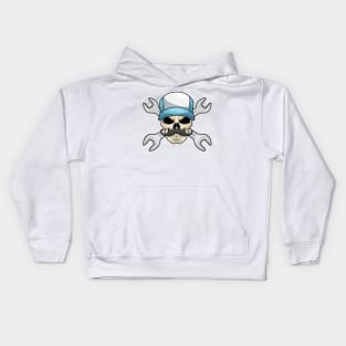 Skull with Mustache & Wrench Kids Hoodie